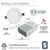 4 inches LED Ultra Slim Recessed Lights, 9W, 750 Lumens, 5CCT, White with Black trim included - Image 5