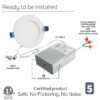 3 inches LED Ultra Slim Recessed Lights, 6W, 450 Lumens, White with Black trim included - Image 4