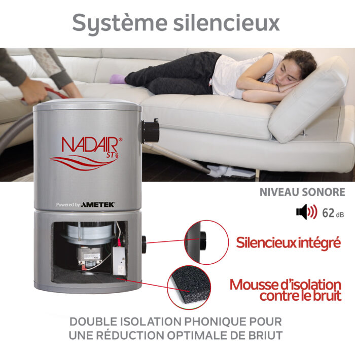 Aspirateur central compact de 600 AIRWATTS, réservoir de 18 L (4,75 gal). Doit être utilisé avec un sac jetable et un filtre protecteur permanent en tout temps. - Image 4