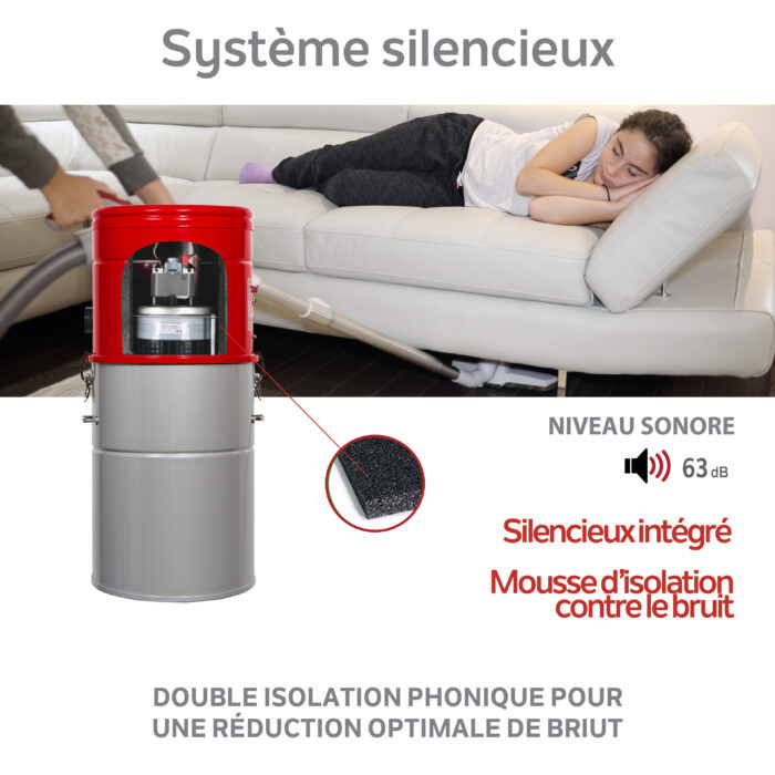 Aspirateur central hybride 700 AIRWATTS, cuve de 35 L (9,25 gal), utilisable avec ou sans sacs filtrants jetables - Image 5