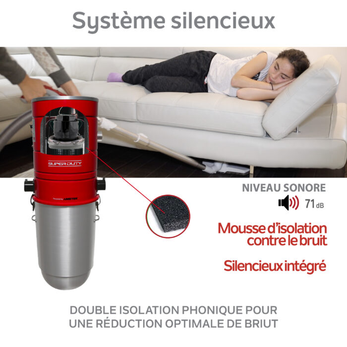 Système d'aspirateur central hybride autonettoyant 710 AIRWATTS, 8,4 po (21,34 cm), moteur de qualité commerciale à dérivation AMETEK LAMB, 32 L / 8,45 gal. - Image 5