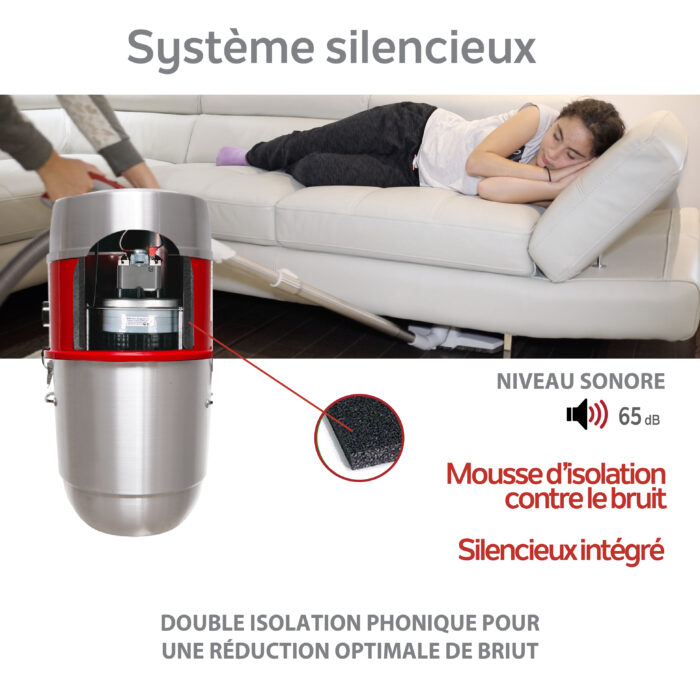 Système d'aspirateur central hybride 750 AIRWATTS, 22 L / 5,81 gal., Peut être utilisé avec ou sans sacs de filtration jetables - Image 5