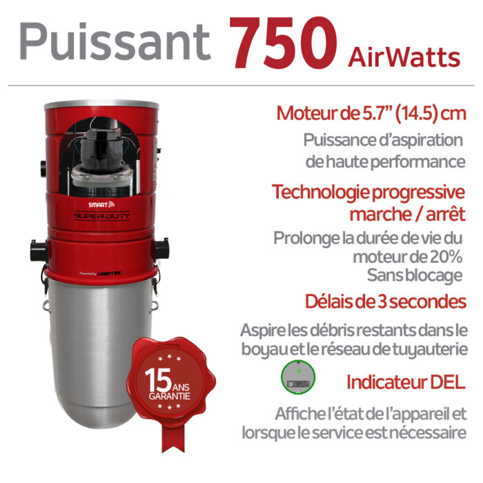Système d'aspirateur central intelligent 750 AIRWATTS, filtration autonettoyante hybride, 32 L / 8,45 gal., contrôlez votre aspirateur central avec un appareil intelligent - Image 4