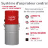Aspirateur central hybride 700 AIRWATTS, cuve de 35 L (9,25 gal), utilisable avec ou sans sacs filtrants jetables - Image 3